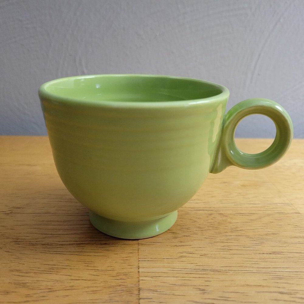 Fiestaware Vintage Chartreuse Green Ring Handle Teacup Cup with Rings Inside Cup